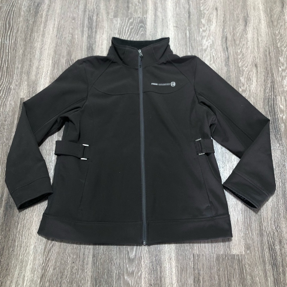 Free Country Black Softshell Jacket Faux Fur Lined XL